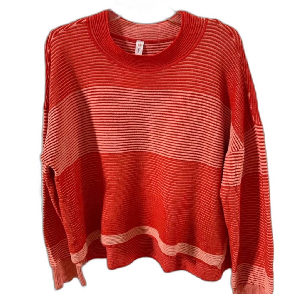Anthropologie Daily Practice Striped Two Toned Sweater in Coral L NWOT